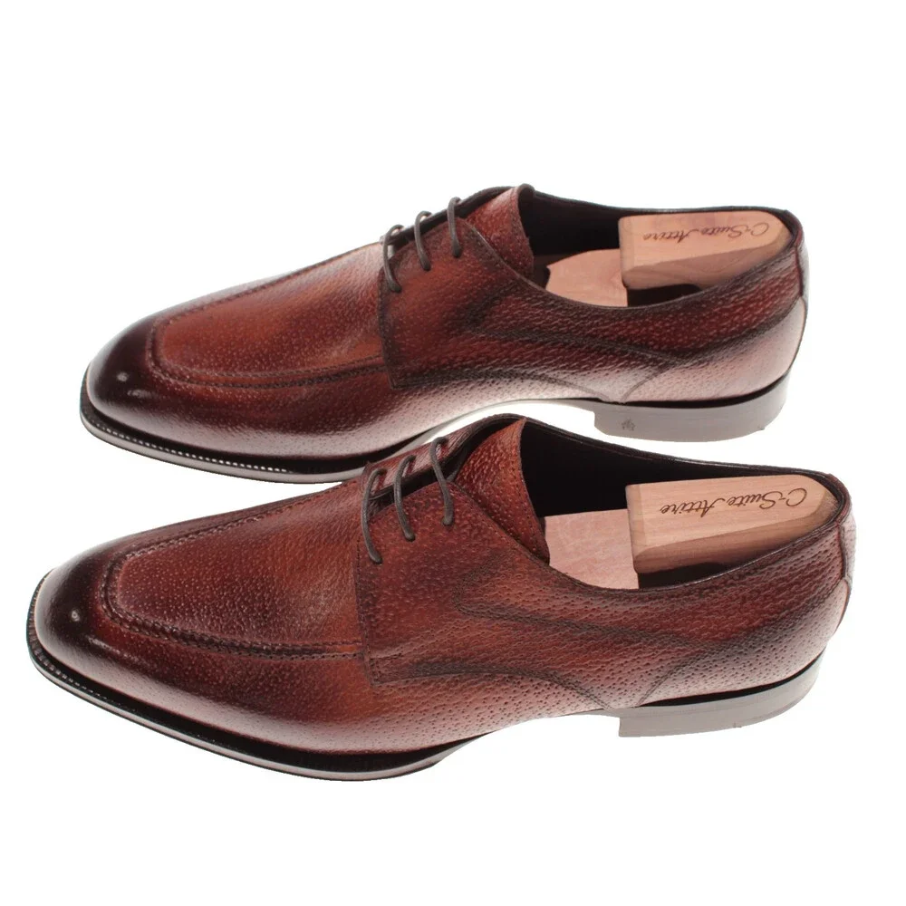 Di Bianco NWB Derby Dress Shoes Size 42 (US 9) in Brown Pebbled Leather